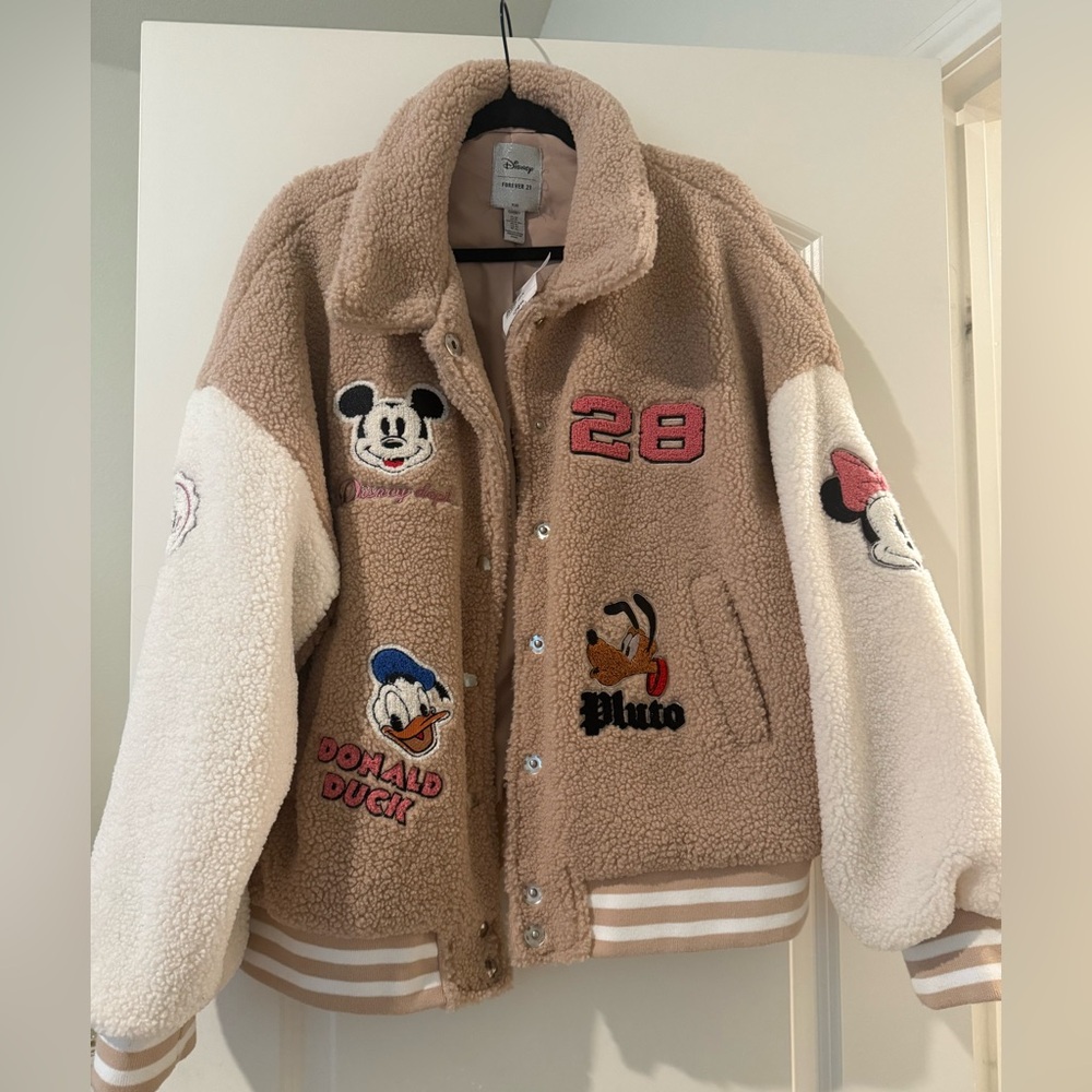 Forever 21 x Disney Sherpa Jacket - Tan and Cream